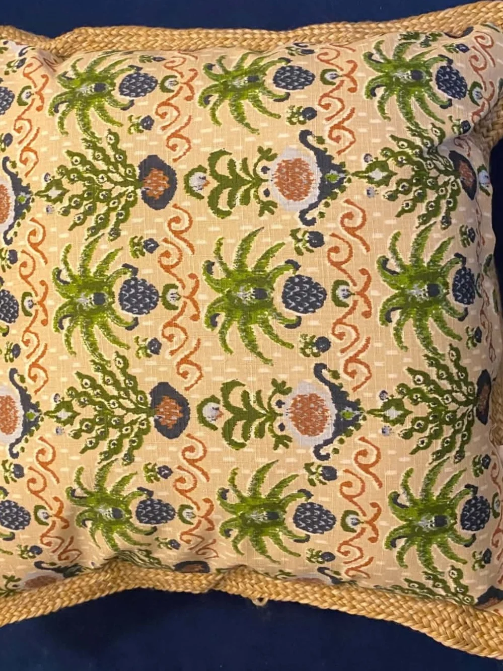 Threshold Multi-Color Ikat Trimmed Decorative Pillow - Green/Cream
